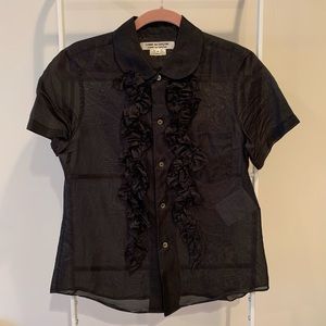 Comme des Garçons Ruffle front silk blouse shirt